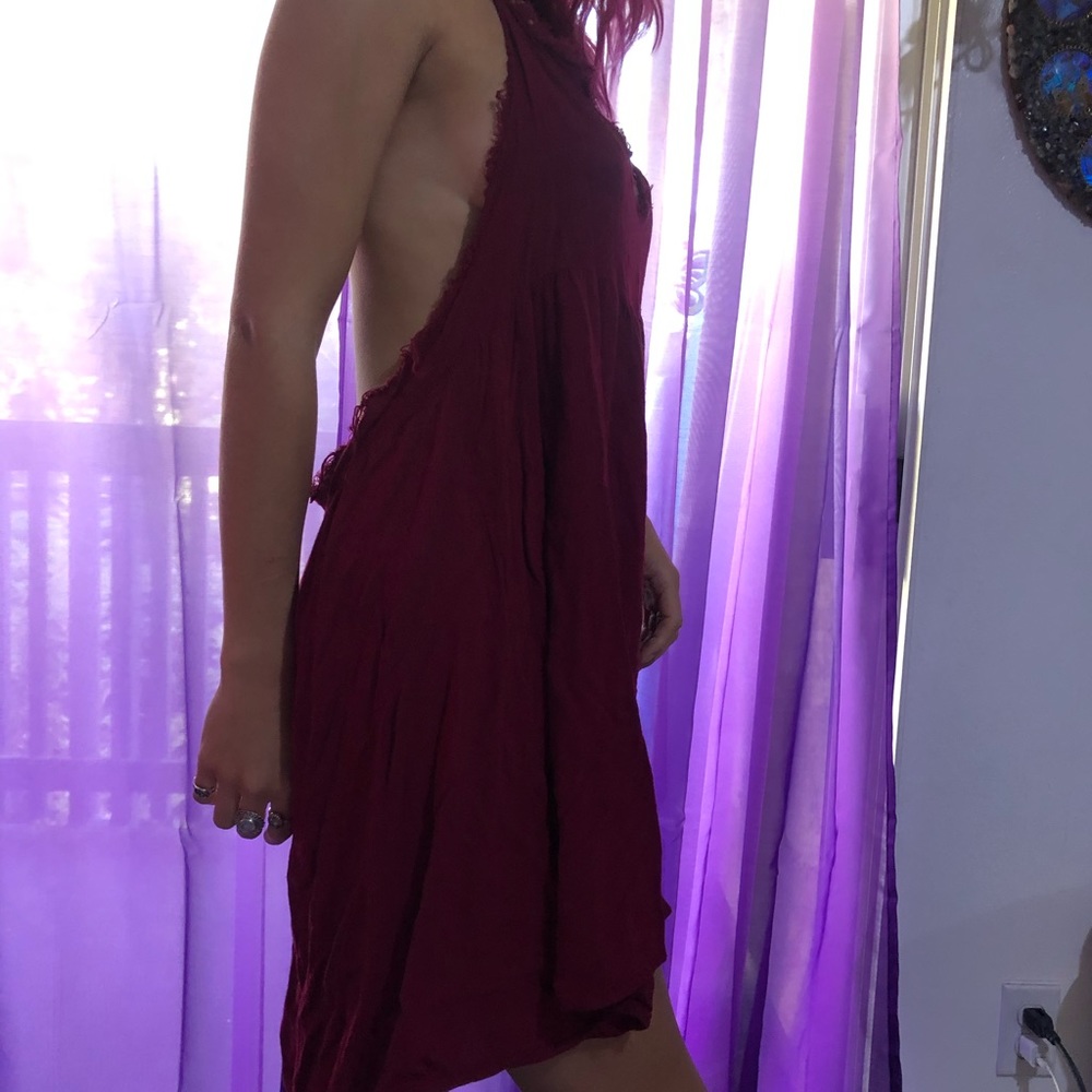 Red Fringe Backless Dress